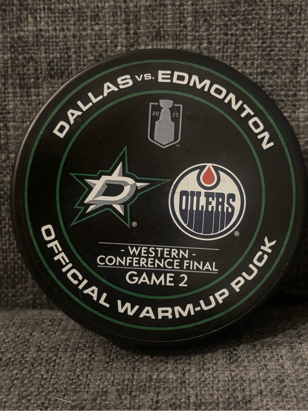Dallas Stars vs Edmonton Oilers 2025 Western Conf Finals Game 2 NHL Warm Up Puck